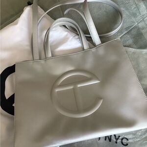 Telfar silver medium shopper